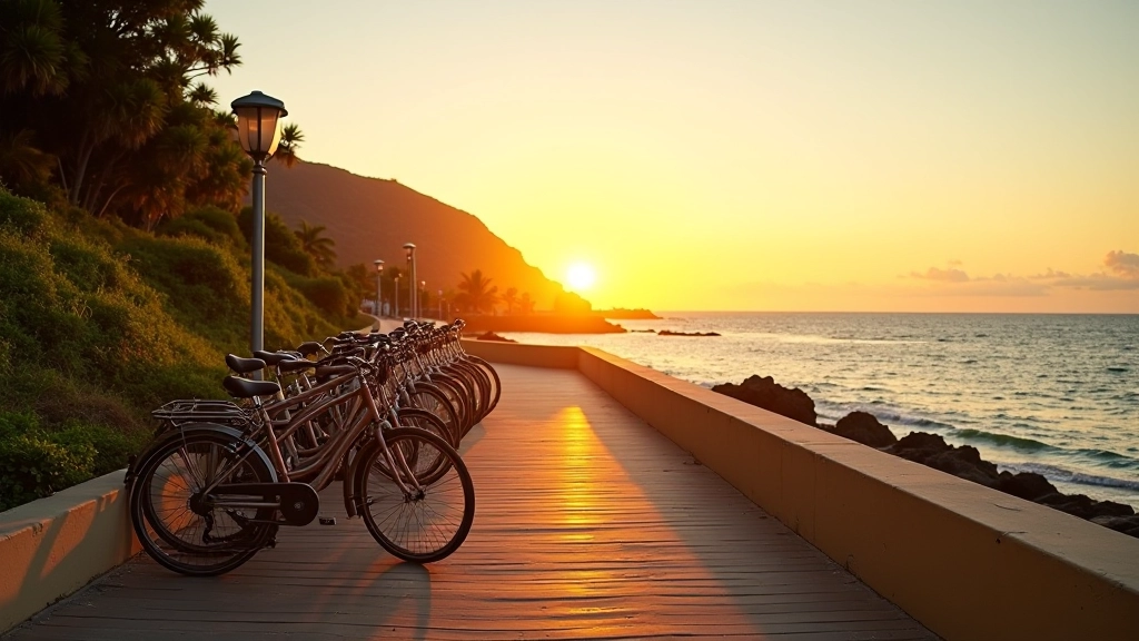 Paseo en bicicleta por el malecón costero de Aguadilla con vistas al océano